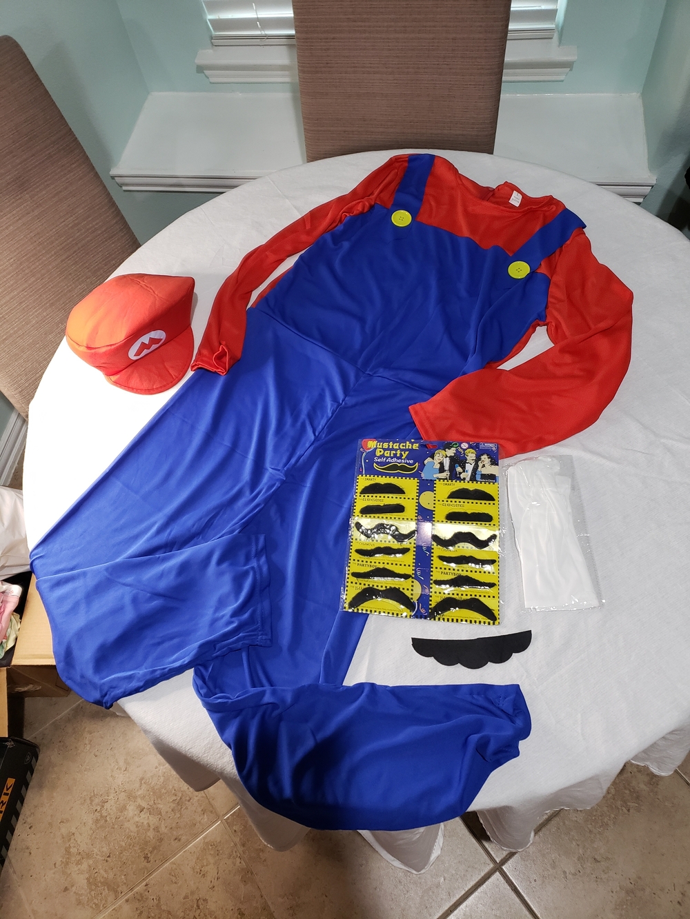 Men’s Red & Blue Superhero Costume Jumpsuit with Cap